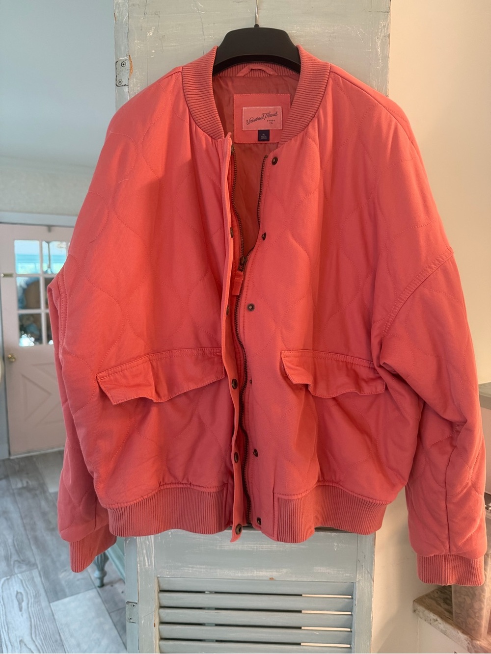 Universal Thread Coral Quilted Bomber Jacket